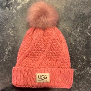 Ugh pink fleece lined hat